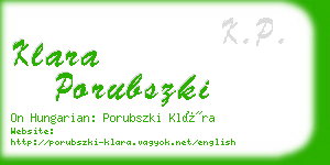 klara porubszki business card